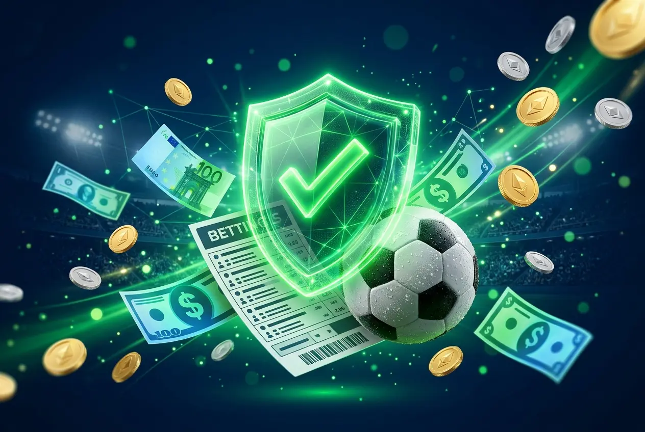 Aposta sem risco: escudo verde sobre boletim e bola